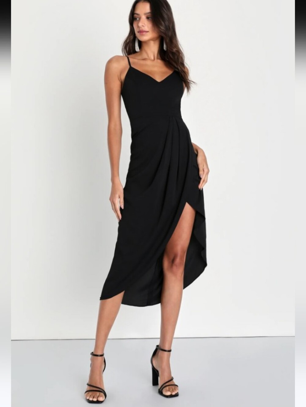 NWOT Lulus Reinette Black Midi Dress M/L